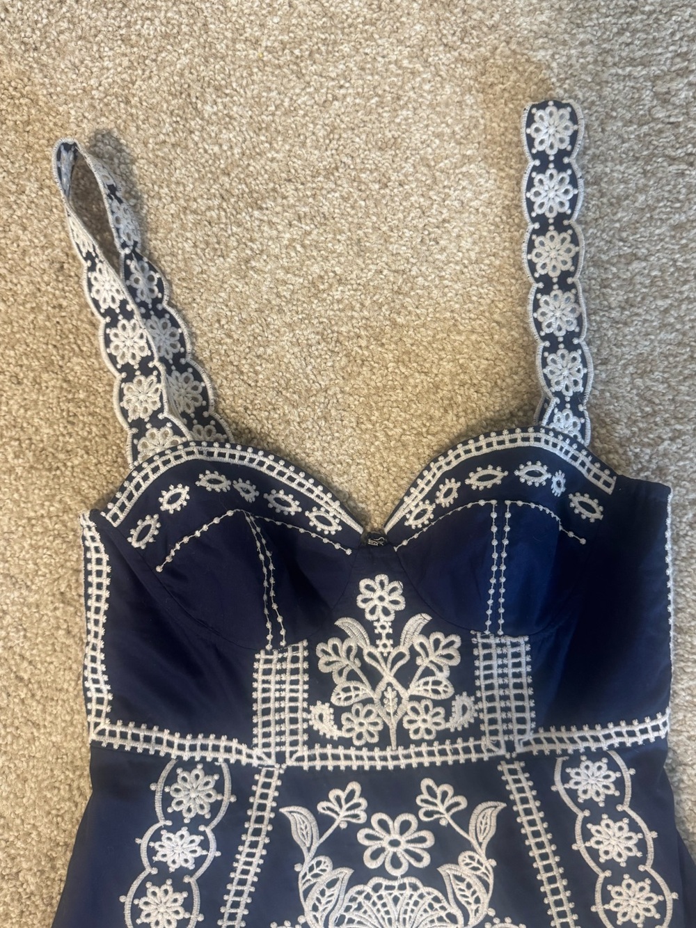 Farm Rio Blue Richelieu Embroidered Midi Dress - Picture 4 of 8